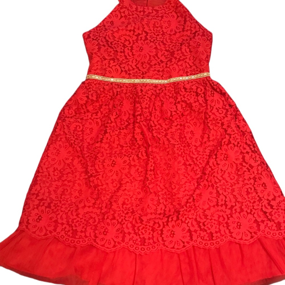 Cute red lace holiday dress